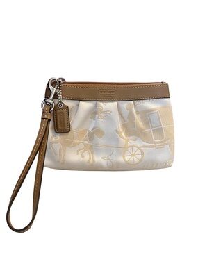 Coach Est. 1941 Horse & Carriage Pleated Satin Wristlet